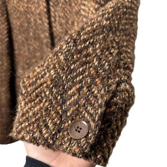 Valerie Stevens Petite Womens Wool Herringbone Blazer Jacket Brown Gold Size 8P - Picture 4 of 10